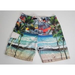 Ocean Pacific OP Mens Swim Trunks Board Shorts Size 36 Pocket Scenic Beach